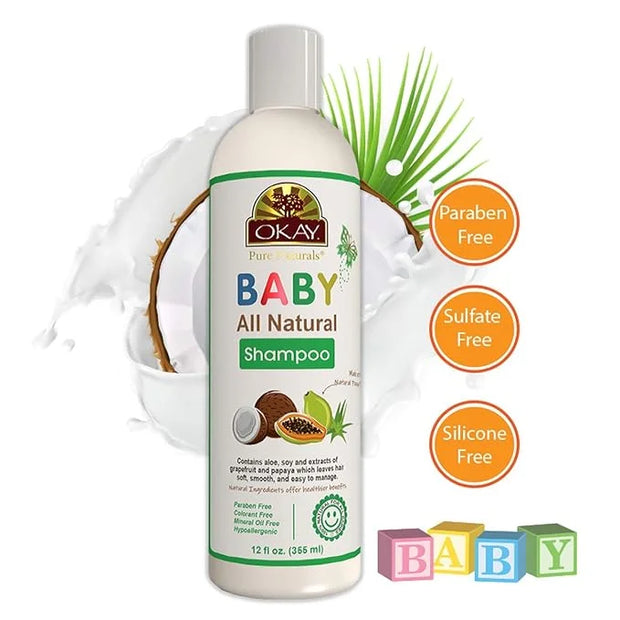 OKAY | All Natural Baby Shampoo | For All Hair Types | Cleanse, Nourish & Condition | With Papaya Extract | Free of Sulfat...