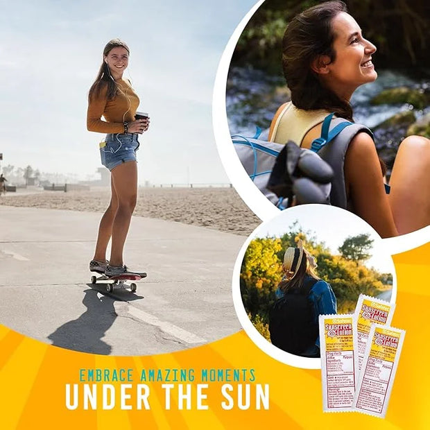 Sunscreen Lotion, SPF30 Protection and PABA Free, Individual Packets of Sunscreens (Pack of 100) – Travel Size Sun Screen ...