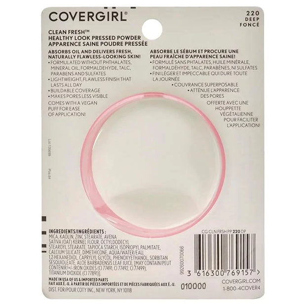 COVERGIRL Clean Fresh Pressed Powder, Deep, 0.35 Ounce, 220 Deep (99350052598) - Product Image