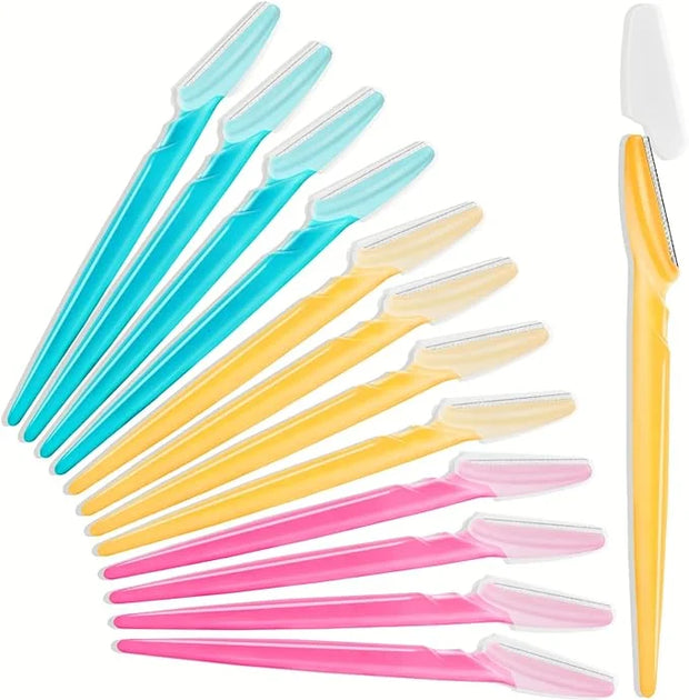 12 Pcs Eyebrow Razor, Multipurpose Exfoliating Dermaplaning Tool for Face, Facial and Eyebrow Shaper with Precision Cover ...