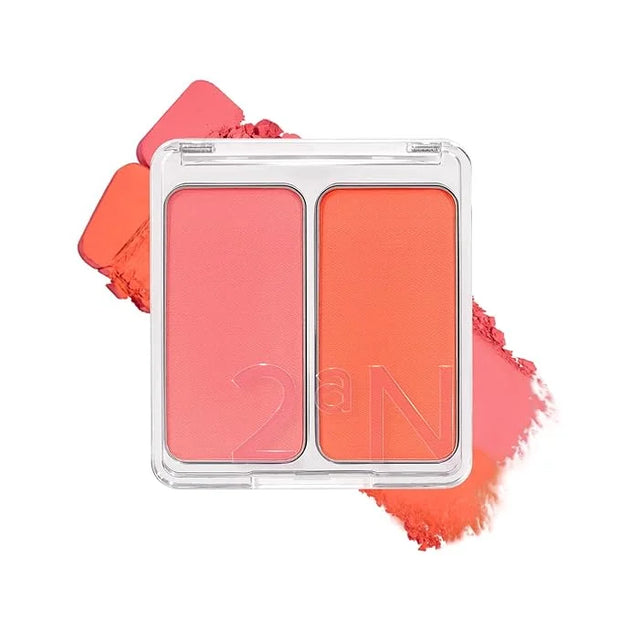 2aN Dual Color Face Blusher, Buildable & Blendable Cheek Color, Natural & Vibrant Finish, Long-Lasting Powder Blush, Blend...