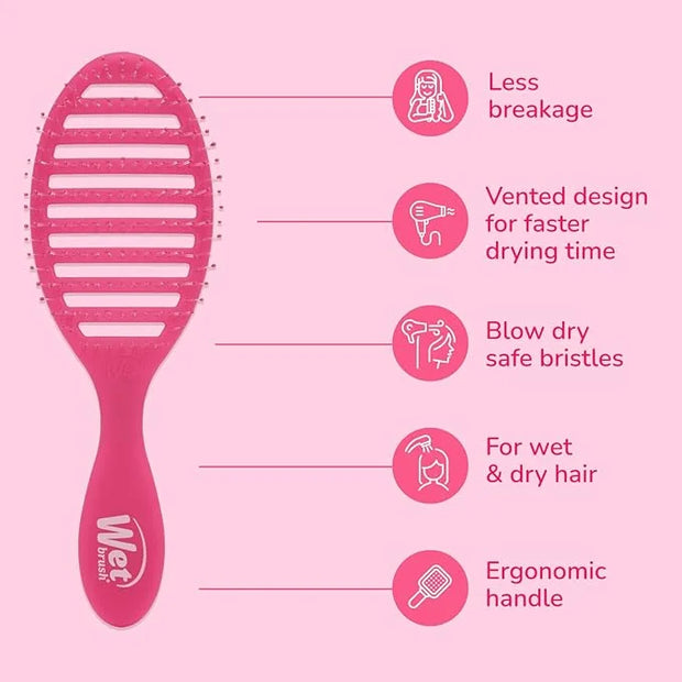 Wet Brush Speed Dry Hair Brush, Pink Frost - Vented Design & Soft HeatFlex Bristles Are Blow Dry Safe - Ergonomic Handle M...