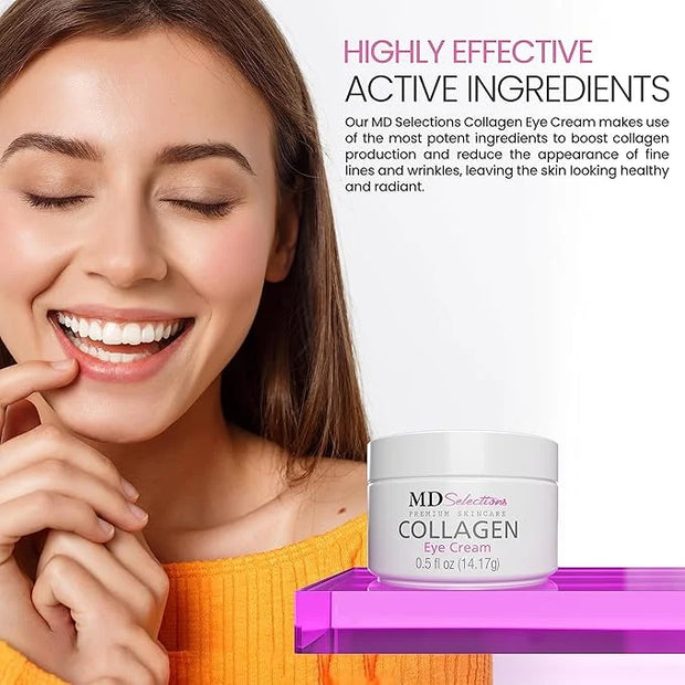Collagen Eye Cream with Hyaluronic Acid, Under Eye Cream for Puffiness, Under Eye Bags, Hydrating Under Eye Cream, Eye Ski...