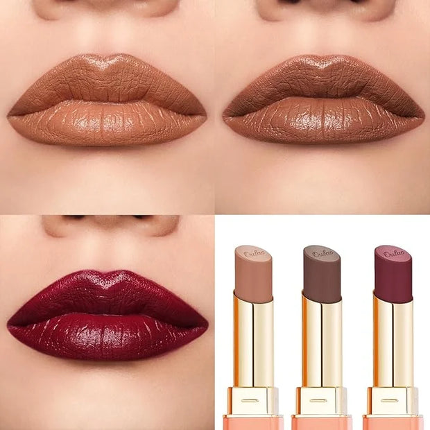 Oulac Color Rich Satin Lipstick Set For Women Nude Brown Lipsticks High Impact Lipcolor Tinted Lip Balm, Nourishing, Satin...