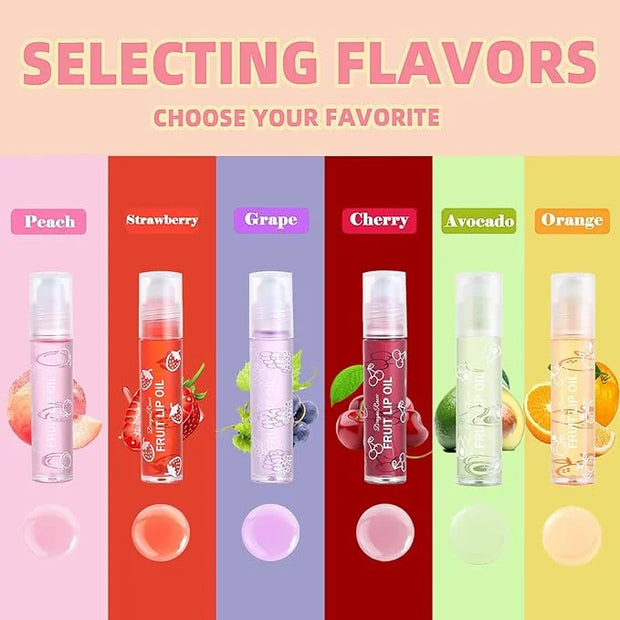 Hydrating Roll On Lip Oil, 6 Pcs Lip Glow Oil Plumpimg Lip Balm Long Lasting Non Sticky Lip Gloss Transparent Colorless Mo...