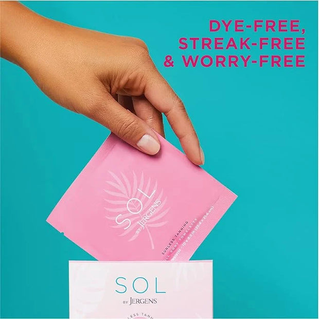 SOL by Jergens Full Body Self Tanner Towelettes, Streak-free Natural-Looking Sunless Tanning Wipes, 6 Count, Infused with ...