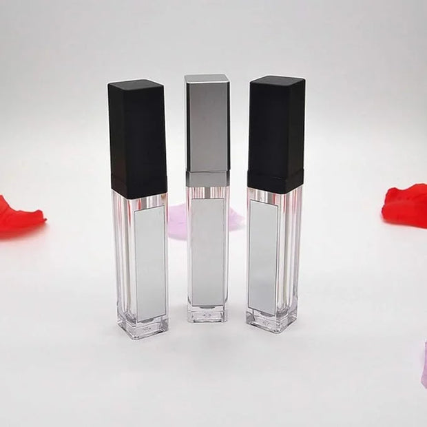 10 Pcs 7.5ml Square Clear Plastic Lip Gloss Tubes Vials with Mirror LED Light Lip Glaze Tube Bottles Empty Refillable Make...