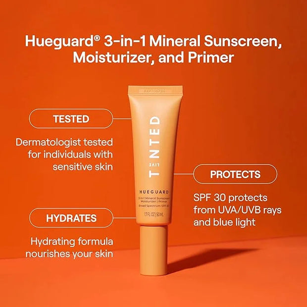 Live Tinted Hueguard® 3-in-1 Mineral Sunscreen, Moisturizer, & Primer for Face and Body - Hydrate and Protect the Skin Yea...