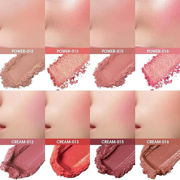 8 Colors Blush Palette, 4 Powder + 4 Cream Blush Palette, Contour and Highlight Blush Palette, Natural Nude Makeup Brighte...