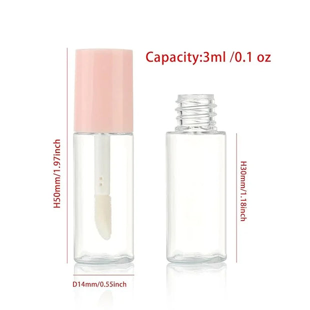 COSIDEA 50pcs 3ml mini lip gloss tubes Bulk Sample size Round Pink lipgloss cotainer pack bottles - Product Image
