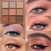 Eyeshadow Palette Makeup- 9 Colors Rose Gold Dark Brown Colorful Eyeshadow Palette Matte Shimmer Korean Natural Eye Shadow...