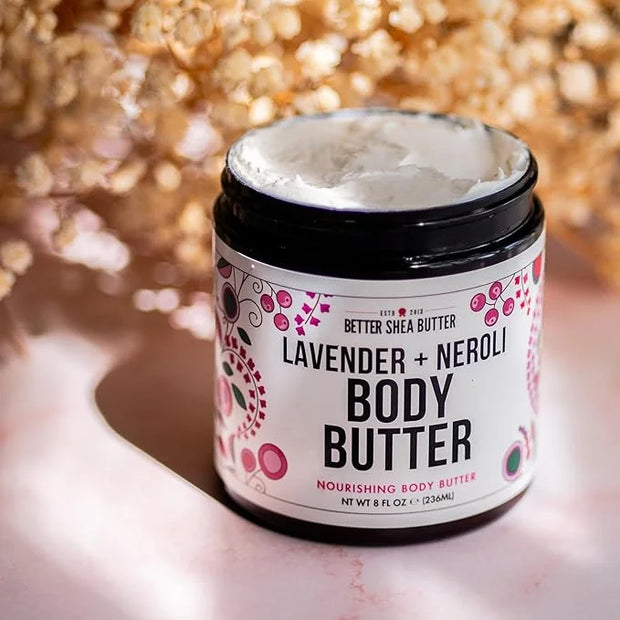 Body Butter for Women LAVENDER NEROLI | Whipped Body Moisturizer with Raw Shea Butter for Dry Skin, Paraben Free, Non-Grea...