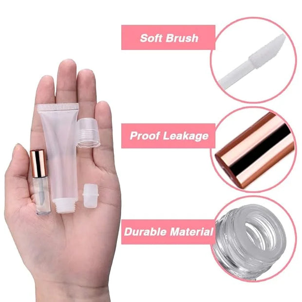 AMORIX 50PCS Mini Lip Gloss Tubes with Wand 1.2ml Empty Lip Gloss Containers Refillable Travel Lip Balm Bottles for Sample...