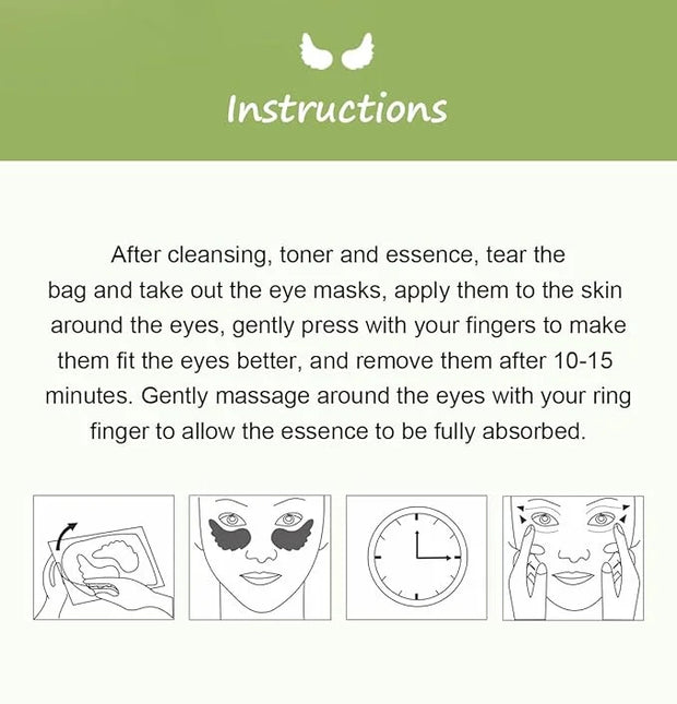 12Pcs Under Eye Patches for Dark Circle, Cucumber Moisturizing Hyaluronic Acid Eye Mask, Crystal Angle Wings Mask, Hrydrat...