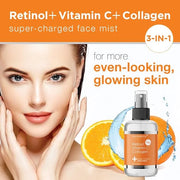 3 in 1 Super-Charged Anti-Aging Face Mist w/Retinol, Vitamin C + Collagen | Hydrates, Refreshes & Brightens for a More Glo...
