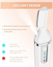 Eyebrow Trimmer, Electric Eyebrow Razor for Women Men, Rechargeable Painless LED Light Facial Hair Shaver Remover with Rin...