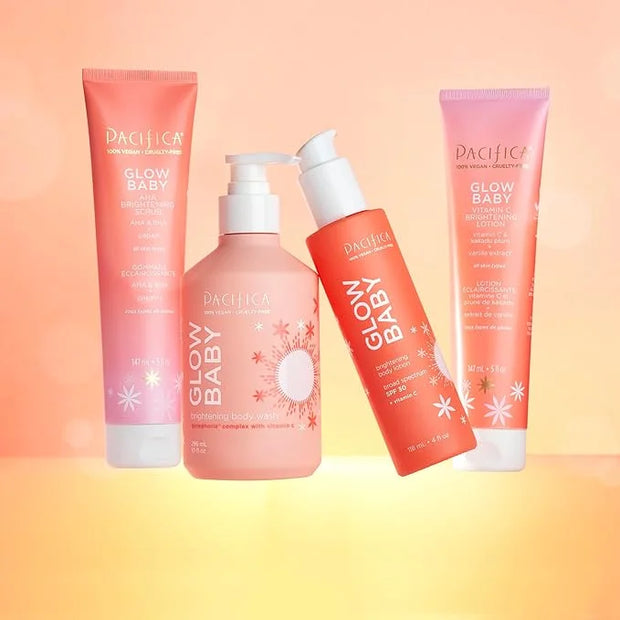 Pacifica Glow Baby Body Lotion & AHA Scrub Set – Brightening Vitamin C Body Lotion (5 oz) + AHA Exfoliating Body Scrub, 2-...