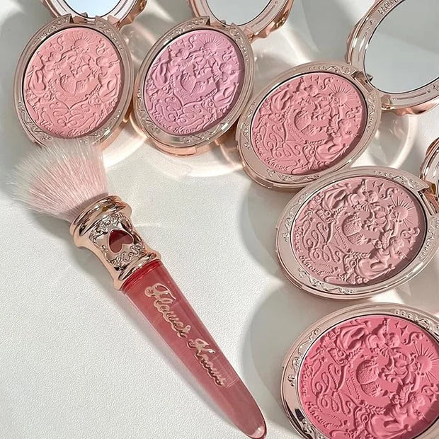 Flower Knows Strawberry Rococo Embossed Blush;Berry Matte Finish;Buildable & Blendable Powder Blush for cheeks,Highly Pigm...