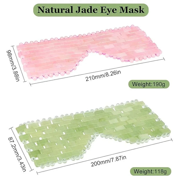 Natural Jade Eye Mask and Rose Quartz Eye Mask Set - Soothing & Relaxing Alleviate Puffiness and Migraines with Cooling an...