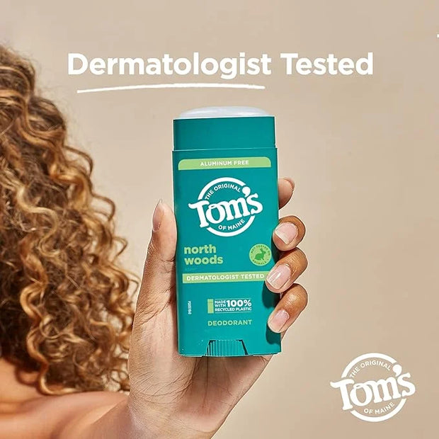 Tom's of Maine North Woods Aluminum Free Natural Deodorant For Women & Men | Goes on Clear | Odor & Wetness Protection | N...