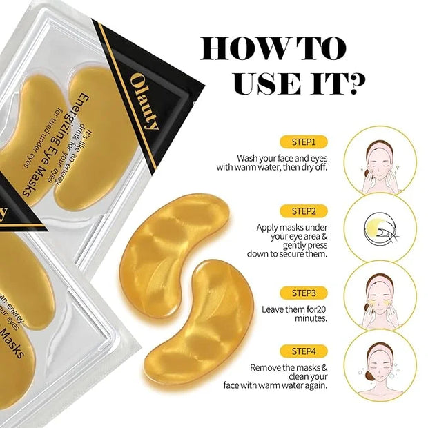 30 Pairs 24K Gold Eye Mask, Reduce Dark Circles, Puffy Eyes, Undereye Bags, Gel Collagen Eye Patches for Reduce Fine Line,...