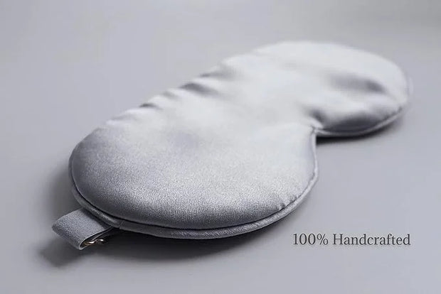 Premium Handcrafted 25 Momme Mulberry Silk Eye Mask for Sleeping (Silver Lining) - Product Image