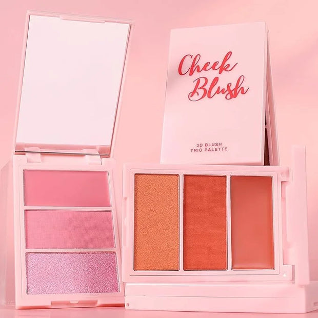 3D Blush Palette, Multi-Use Makeup Powder Pink Blush Palette Glow Makeup Cream Blush For Cheeks, Lightweight, Smooth, Blen...