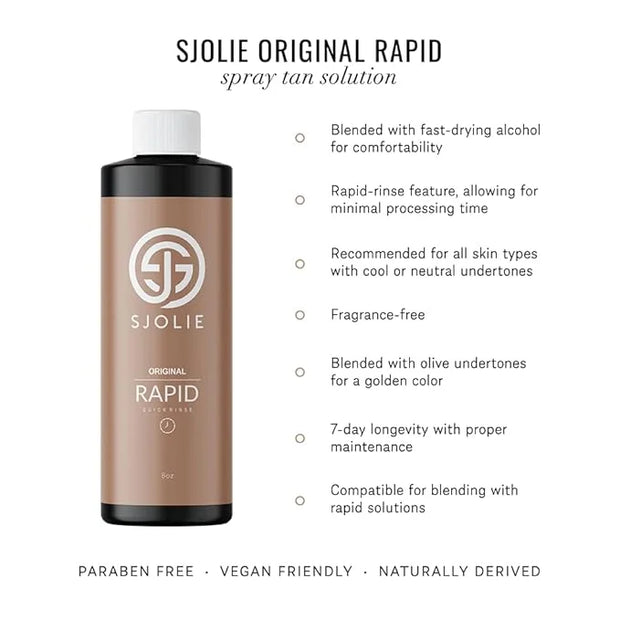 SJOLIE Rapid Spray Tan Solution - Ultra One Hour Express Tan - Olive Base | Sunless Tanner for a Fast Drying, Vegan-Friend...