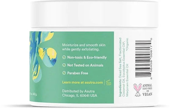 ASUTRA Dead Sea Salt Essential Oil Body Scrub Exfoliator (Invigorating Eucalyptus), 16 oz - Ultra Hydrating, Gentle, & Moi...
