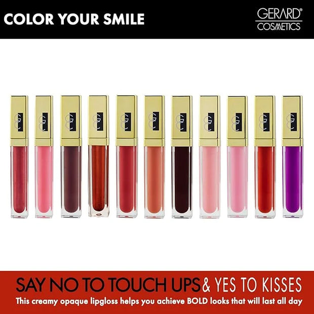 Gerard Cosmetics Color Your Smile Lip Gloss Salmon, Super Pigmented Peach Lip Gloss with LED Light and Mirror, Shiny Finis...