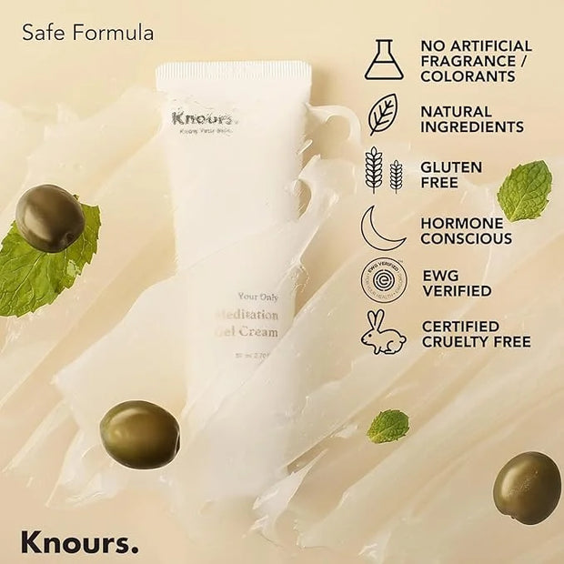 Knours. Light Weight Water Based Gel Moisturizer, Vegan Peppermint Squalane & Ceramide NP Hydrating Soothing Cooling (80ml...