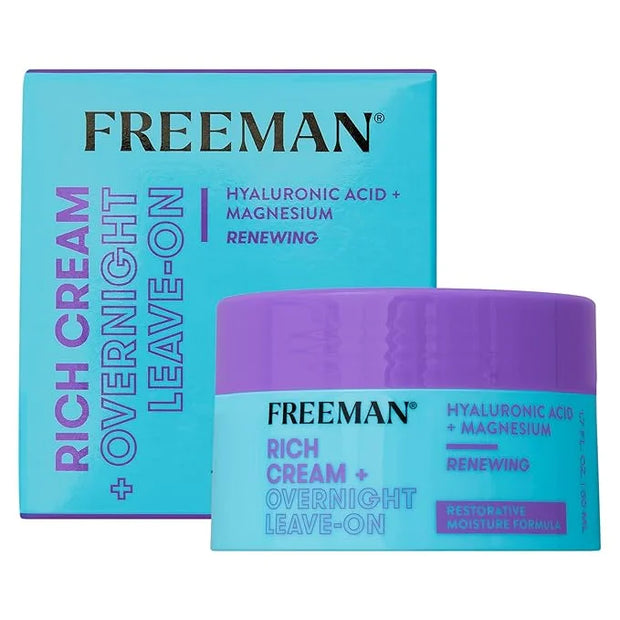Freeman Rich Cream + Overnight Leave-On, Moisturizing Face Mask, Facial Mask For Dry Skin, Face Cream Infused With Magnesi...