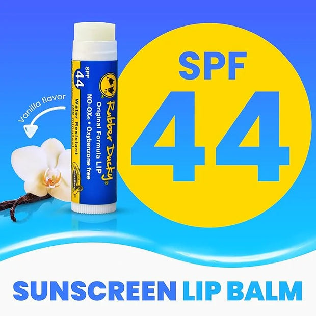 Rubber Ducky | Lip Sunscreen, Lip Balm with SPF 44, Water Resistant Sunscreen Lip Balm | Vegan, Untinted, Vanilla Flavor, ...