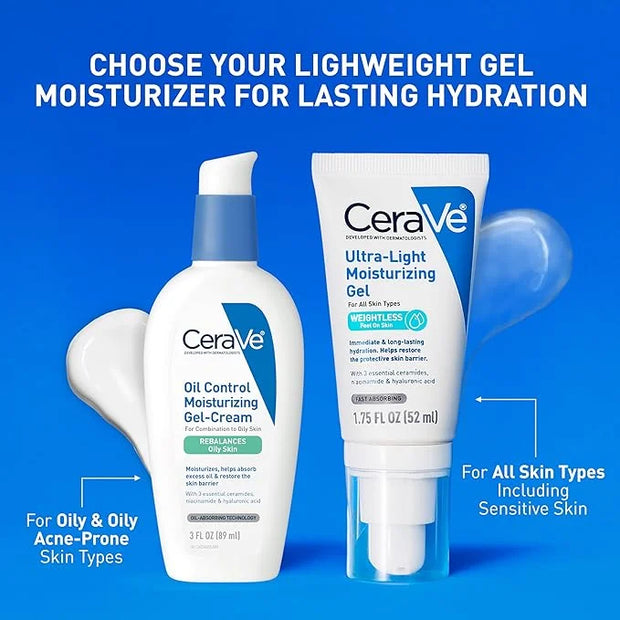 CeraVe Ultra-Light Moisturizing Gel, Hydrating Gel Face Moisturizer with Ceramides, Niacinamide, Hyaluronic Acid, Fragranc...