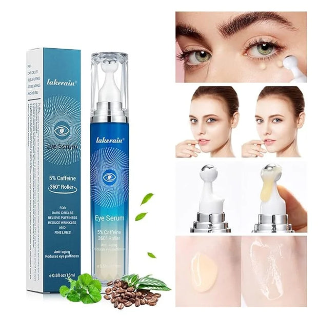 Eye Serum with Roller ball, 15 ML Eye Cream for Dark Circles and Puffiness, Anti-Aging Under Eye Roller Cream Reduce Wrink...