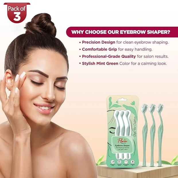 Eyebrow Shaper Tool for Women, 3ct | Eyebrow Shaper, Face Razor, Upper Lip & Chin Hair Remover | SS German Blade, Painless...