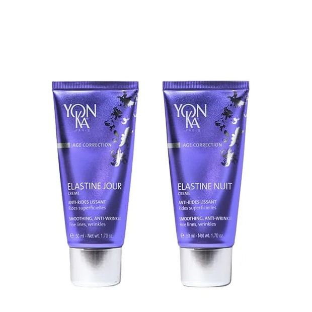 Yon-Ka Elastine Jour Day Anti-Wrinkle Facial Moisturizer and Eye Cream with Elastine Nuit Anti-Wrinkle Night Cream, 50 ml ...