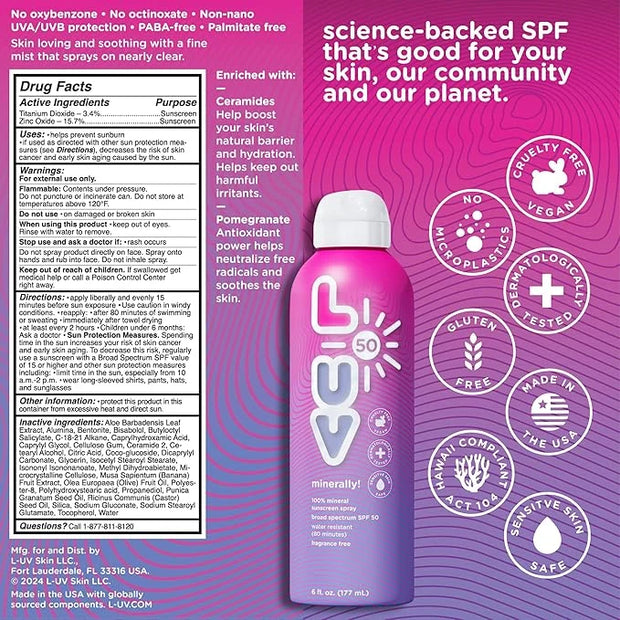minerally! SPF 50 Sunscreen Spray, Broad-Spectrum Protection Against UVA & UVB Rays, Perfect For Everyday Activities & Out...