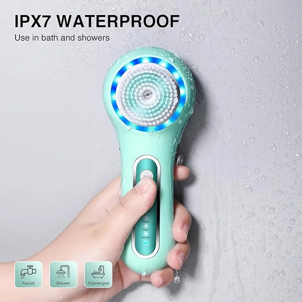 Face Scrubber Exfoliator,Facial Cleansing Brushes Rechargeable IPX7 Waterproof with 5 Brush Heads,Electric Face Spin Brush...