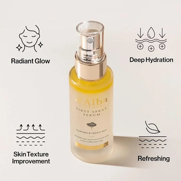 d'alba Piedmont Italian White Truffle First Spray Serum, Vegan Skin Care, Hydrating Face Moisturizer, Glow Serum for Radia...