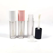 COSIDEA 24 pcs 5ml empty big brush lip gloss tube with stopper (Frosted bottle, Pink cap) - Product Image
