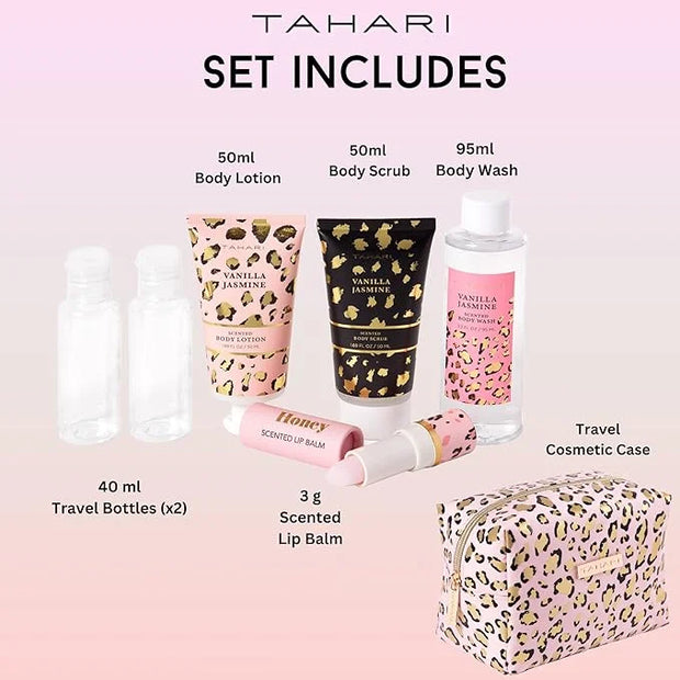 Tahari Vanilla Jasmine Spa Gift Set for Women – Luxurious Bath Kit with Body Lotion, Body Scrub, Body Wash & Lip Balm with...