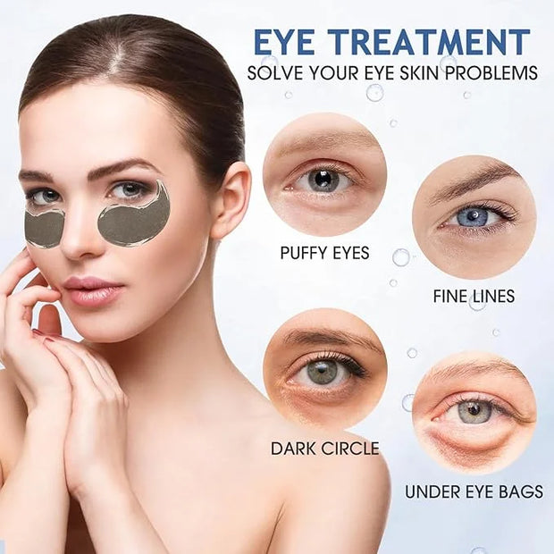 Under Eye Patches, 60 Pcs, Eye Mask for Puffy Eyes, Dark Circles, Eye Bags, Wrinkles, Collagen, Hyaluronic Acid, Castor Oi...