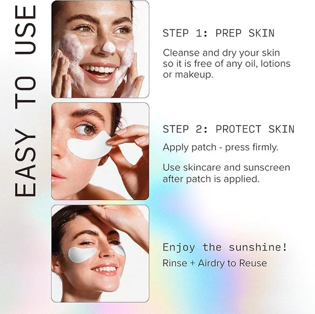Reusable Under Eye Sunblock Patches, 100% Silicone Sunscreen Under Eye Patches for UV Protection, Face Stickers with UPF 5...