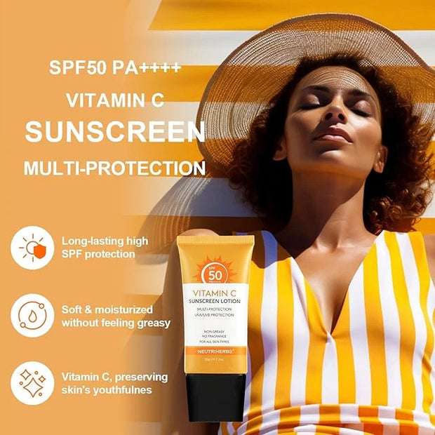 NEUTRIHERBS Sunscreen Tinted SPF 50 for Face & Body, PA++++ Sunblock Lotion, Broad Spectrum, Vitamin E and Vitamin C Face ...