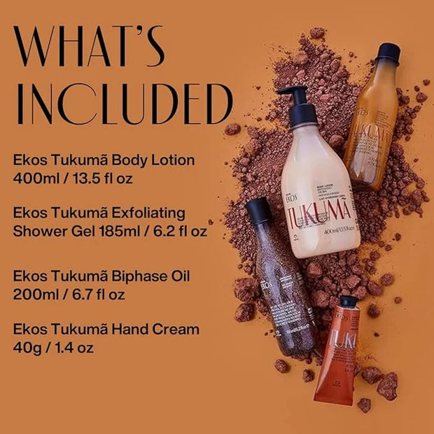 natura - Ekos Tukumã Collection Replenishing Gift Set (4 Products) - Body Lotion, Hand Cream, Shower Oil, and Shower Gel -...