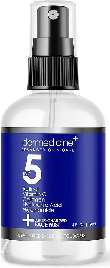 5 in 1 Super Charged Anti-Aging Face Mist w/Retinol, Vitamin C, Collagen, Hyaluronic Acid & Niacinamide | Hydrates, Refres...