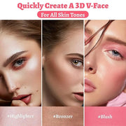 Face Stick Trio 3Pcs Multi Makeup Blush Highlighter Contour Sticks, Buildable Blendable Lightweight Cream Blush Stick for ...