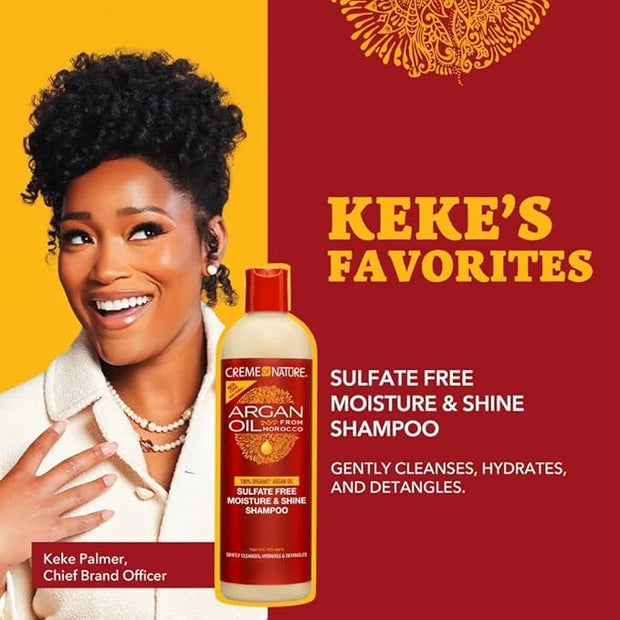 Creme of Nature Argan Oil Shampoo, Moisture & Shine Shampoo, Sulfate Free Hair Care Formula, Nourishes, Hydrates, Detangle...