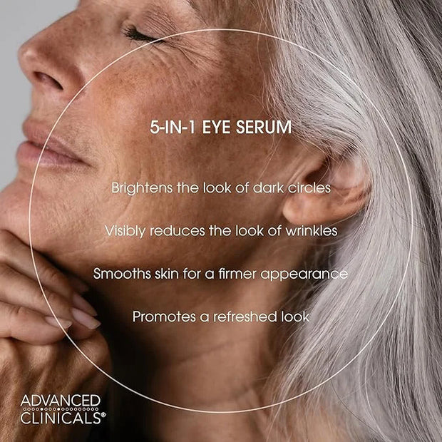 Advanced Clinicals 5-in-1 Eye Serum | Multi-Benefit Visible Anti Aging Under Eye Serum Face Moisturizer Reduces Appearance...